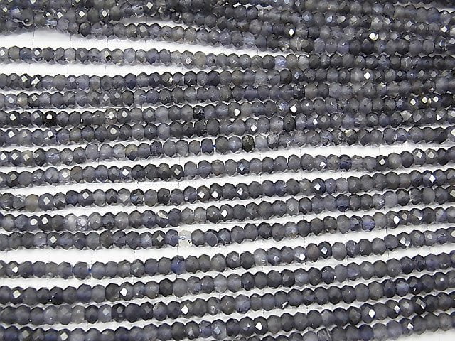 [Video] High Quality! Iolite AAA- Faceted Button Roundel 4x4x2.5mm half or 1strand beads (aprx.15inch/38cm)