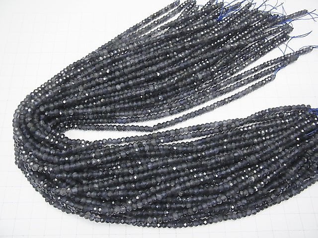 [Video] High Quality! Iolite AAA- Faceted Button Roundel 4x4x2.5mm half or 1strand beads (aprx.15inch/38cm)