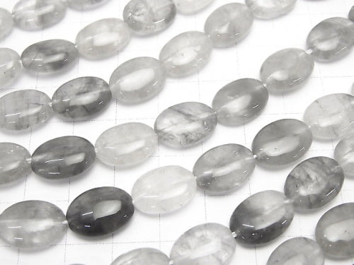 Gray quartz AA oval 14x10x5mm 1strand beads (aprx.15inch/36cm)