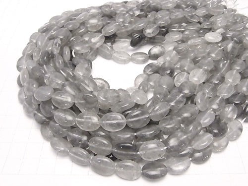 Gray quartz AA oval 14x10x5mm 1strand beads (aprx.15inch/36cm)