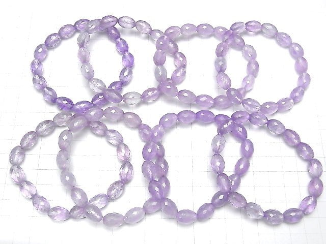 [Video] High Quality! Pink Amethyst AA++ Faceted Rice 12x8x8mm Bracelet