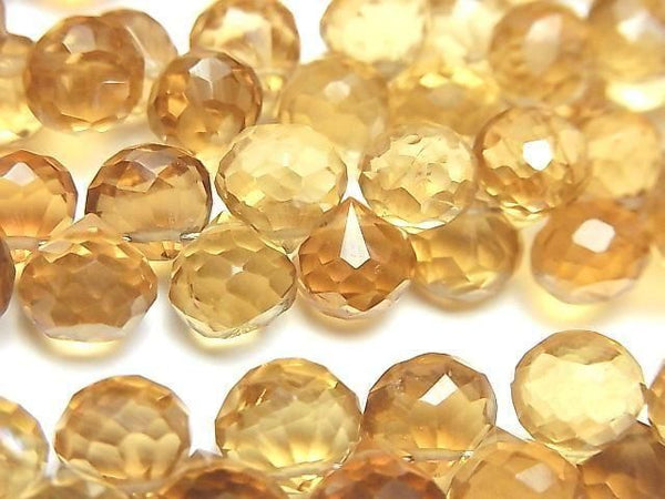 [Video]High Quality Beer Crystal Quartz AAA Onion Faceted Briolette half or 1strand (52pcs)