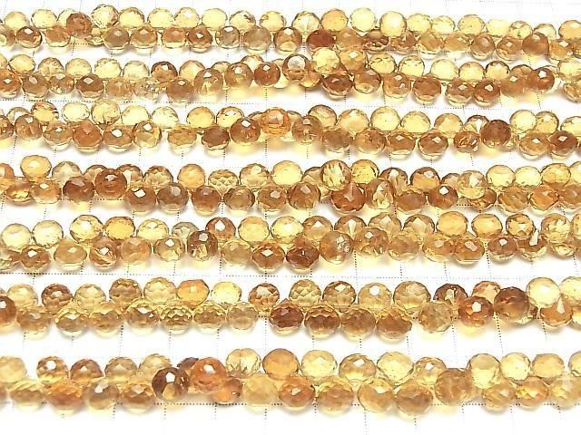 [Video]High Quality Beer Crystal Quartz AAA Onion Faceted Briolette half or 1strand (52pcs)