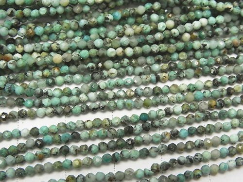 [Video] High Quality!  African Turquoise  Faceted Round 2mm  1strand beads (aprx.15inch/38cm)