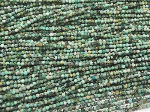 [Video] High Quality!  African Turquoise  Faceted Round 2mm  1strand beads (aprx.15inch/38cm)