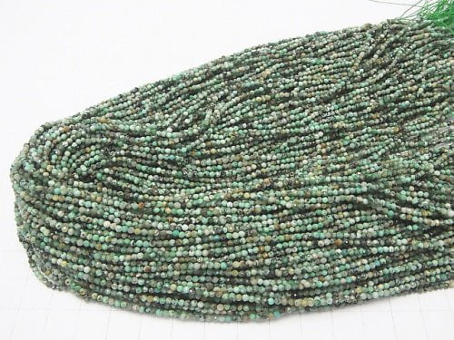 [Video] High Quality!  African Turquoise  Faceted Round 2mm  1strand beads (aprx.15inch/38cm)