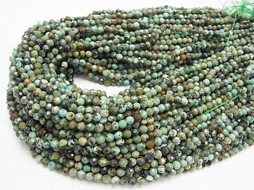 [Video]High Quality! African Turquoise 32Faceted Round 4mm 1strand beads (aprx.15inch/37cm)