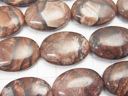 [Video] Red picture Jasper Oval 25x18x8mm 1strand beads (aprx.14inch / 35cm)