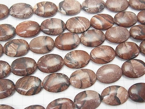 [Video] Red picture Jasper Oval 25x18x8mm 1strand beads (aprx.14inch / 35cm)