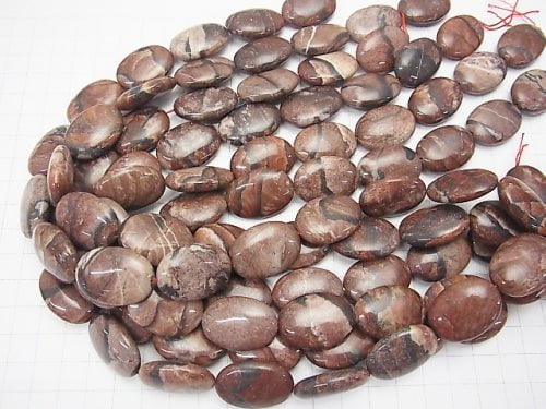 [Video] Red picture Jasper Oval 25x18x8mm 1strand beads (aprx.14inch / 35cm)