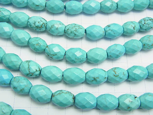 1strand $7.79! Magnesite Turquoise Faceted Rice 12x10x10mm Blue 1strand beads (aprx.14inch / 35cm)