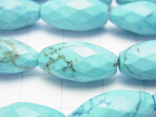 1strand $8.79! Magnesite Turquoise Faceted Rice 18 x 9 x 9 mm Blue 1strand beads (aprx.15 inch / 37 cm)