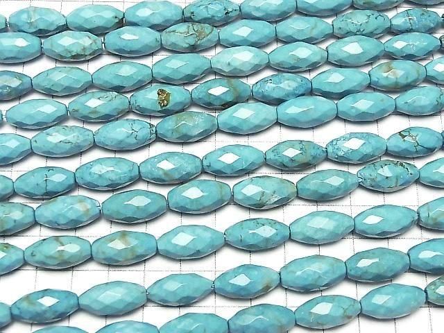 菱鎂礦綠松石刻面米珠 18x9x9毫米 藍色 1串珠子 (約15英吋/37厘米)