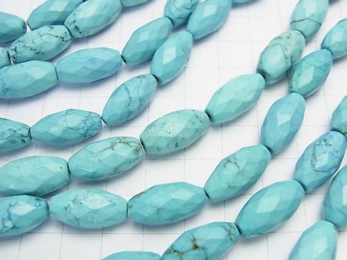 1strand $8.79! Magnesite Turquoise Faceted Rice 18 x 9 x 9 mm Blue 1strand beads (aprx.15 inch / 37 cm)