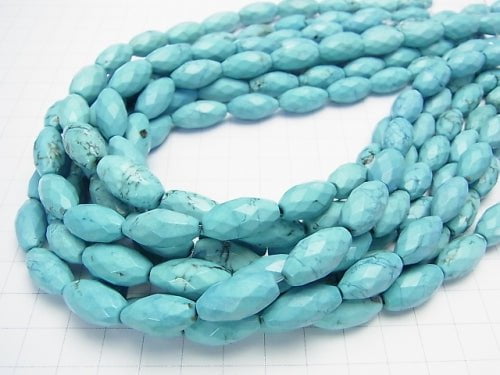 1strand $8.79! Magnesite Turquoise Faceted Rice 18 x 9 x 9 mm Blue 1strand beads (aprx.15 inch / 37 cm)