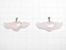 [Video] Rose Quartz AA++ Angel Wing Heart Pendant 40x15mm Silver color 1pc