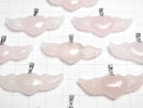 [Video] Rose Quartz AA++ Angel Wing Heart Pendant 40x15mm Silver color 1pc