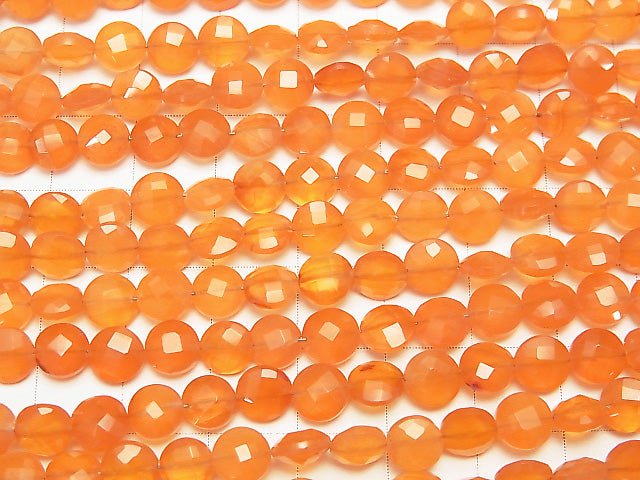[Video] High Quality Carnelian AAA Faceted Coin 6x6x3mm half or 1strand beads (aprx.6inch/16cm)