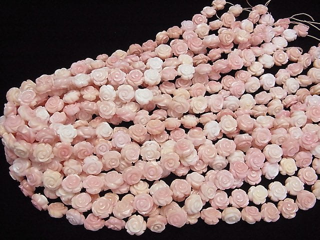 [Video] Queen Conch Shell AAA Rose Carving (Both Side Finish) 10mm 1/4 or 1strand beads (aprx.15inch/38cm)