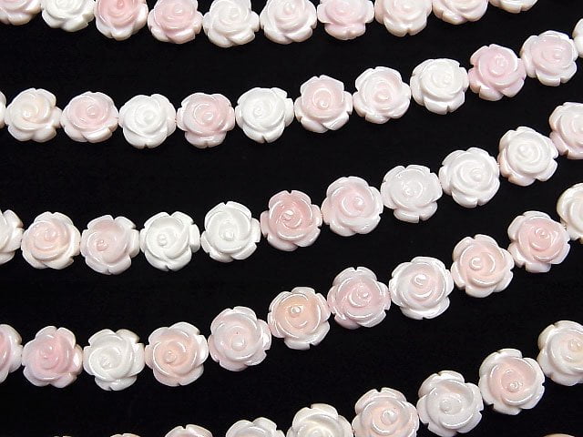 [Video] Queen Conch Shell AAA Rose Carving (Both Side Finish) 12mm 1/4 or 1strand beads (aprx.15inch/37cm)