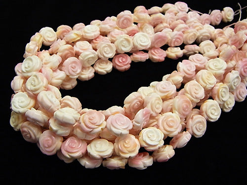 Queen Conch Shell AAA Rose Carving (Both Side Finish) 14mm 1/4 or 1strand beads (aprx.15inch/37cm)