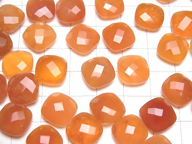 [Video] High Quality Carnelian AAA Undrilled Square Cushion Cut 12x12mm 3pcs