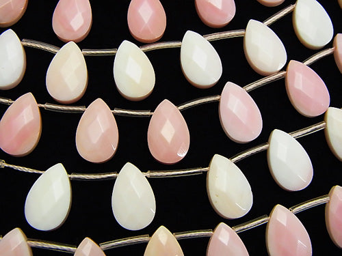 Queen Conch Shell AAA - Faceted Pear Shape 16 x 10 x 5 mm half or 1 strand beads (aprx.15 inch / 36 cm)