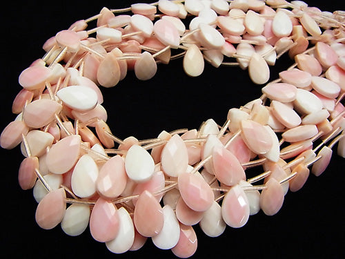 Queen Conch Shell AAA - Faceted Pear Shape 16 x 10 x 5 mm half or 1 strand beads (aprx.15 inch / 36 cm)