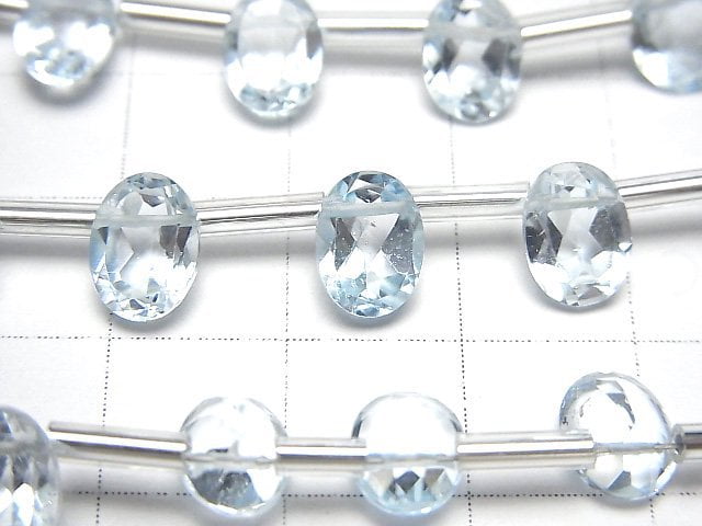 [Video]High Quality Sky Blue Topaz AAA Oval Faceted 8x6mm 1strand (8pcs )