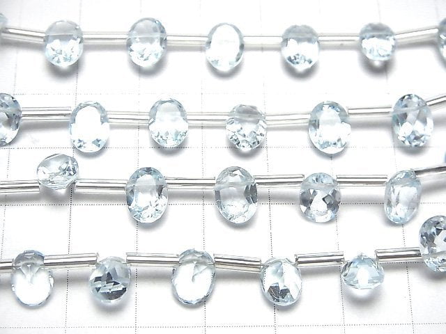 [Video]High Quality Sky Blue Topaz AAA Oval Faceted 8x6mm 1strand (8pcs )