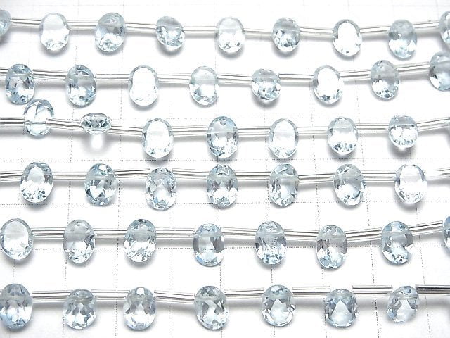 [Video]High Quality Sky Blue Topaz AAA Oval Faceted 8x6mm 1strand (8pcs )