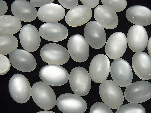 [Video] White Moonstone AAA Oval Cabochon 14x10mm 2pcs