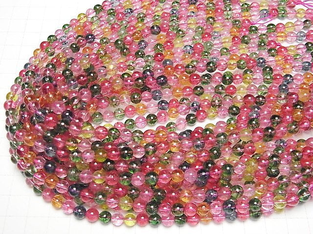 [Video] Multicolor Crystal Round 6mm 1strand beads (aprx.15inch/36cm)