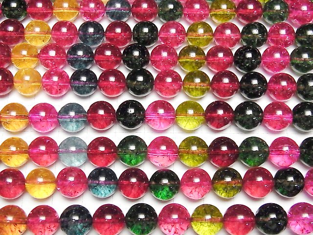 [Video] Multicolor Crystal Round 10mm half or 1strand beads (aprx.15inch / 36cm)