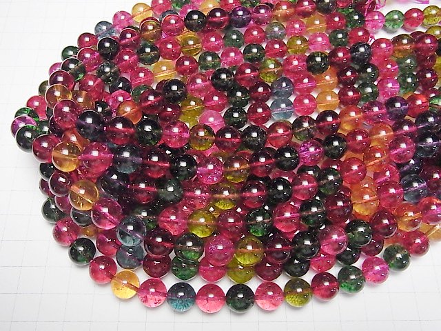 [Video] Multicolor Crystal Round 10mm half or 1strand beads (aprx.15inch / 36cm)