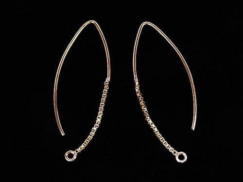 Marquise Earwire 28x12mm 1pair with 14KGF box chain