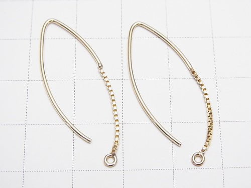 Marquise Earwire 28x12mm 1pair with 14KGF box chain