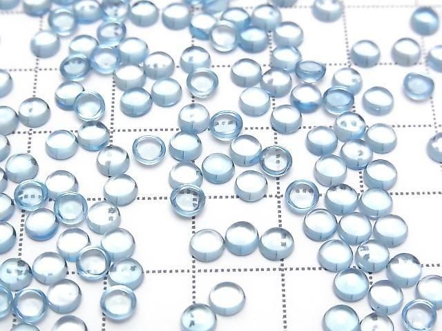High Quality Swiss Blue Topaz AAA Round Cabochon 4x4mm 5pcs