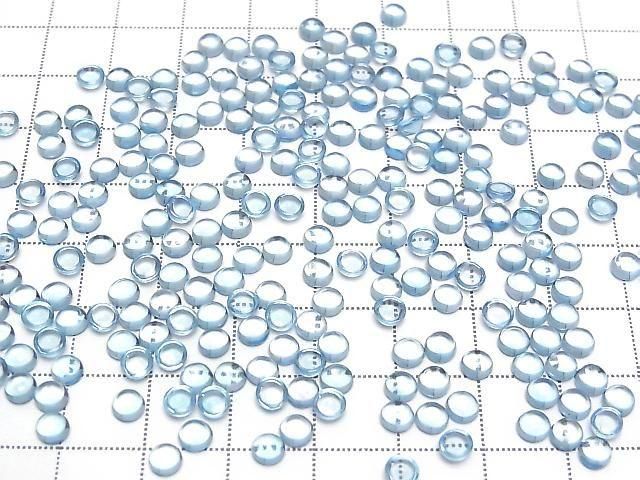 High Quality Swiss Blue Topaz AAA Round Cabochon 4x4mm 5pcs