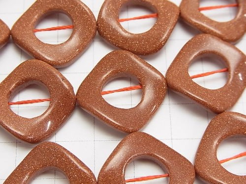 Golden Sand Stone Twist Diamond (Donut) 22 x 22 x 3 mm half or 1 strand beads (aprx.15 inch / 36 cm)