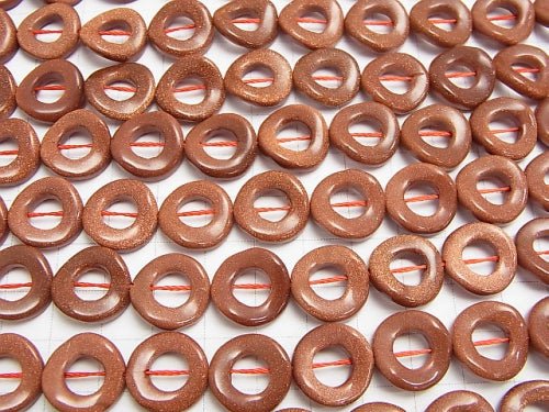 Golden Sand Stone Twist Coin (Donut) 15 x 15 x 3 mm half or 1 strand beads (aprx.15 inch / 37 cm)