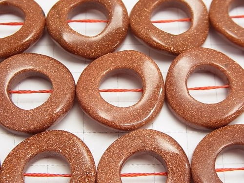 Golden Sand Stone Twist Coin (Donut) 25 x 25 x 5 mm half or 1 strand beads (aprx.15 inch / 37 cm)