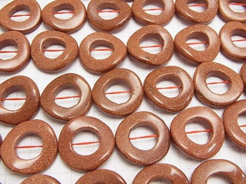 Golden Sand Stone Twist Coin (Donut) 25 x 25 x 5 mm half or 1 strand beads (aprx.15 inch / 37 cm)