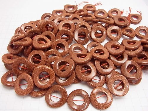 Golden Sand Stone Twist Coin (Donut) 25 x 25 x 5 mm half or 1 strand beads (aprx.15 inch / 37 cm)