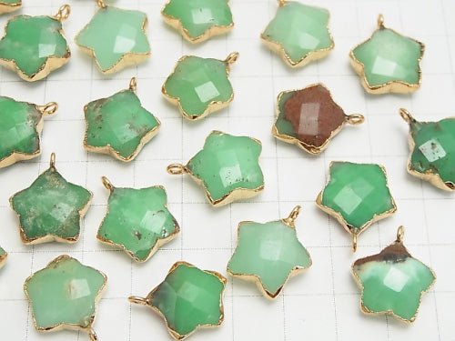 Base Rock included Chrysoprase AA ++ Faceted star charm 14 - 15 mm gold color 2 pcs