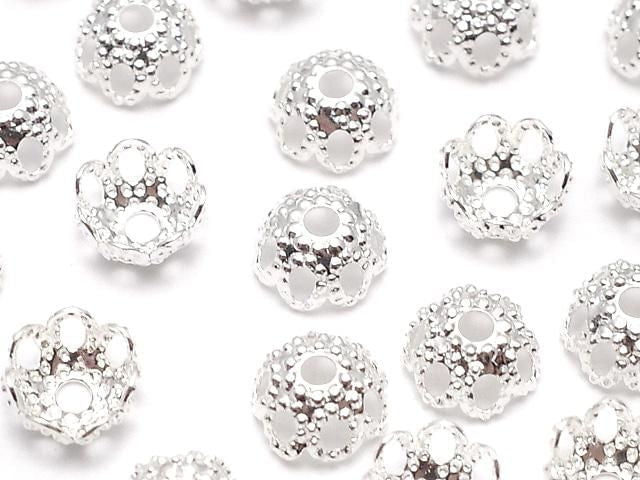 Metal parts bead cap 4x4x2mm silver color 10pcs
