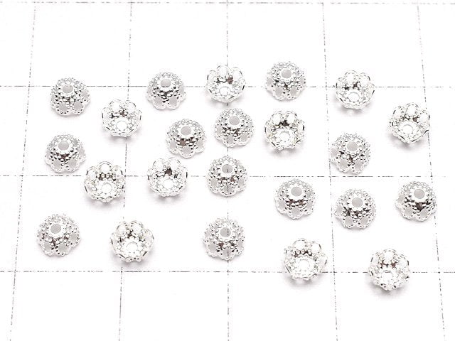 Metal Parts Bead cap 4 x 4 x 2 mm silver color 10 pcs