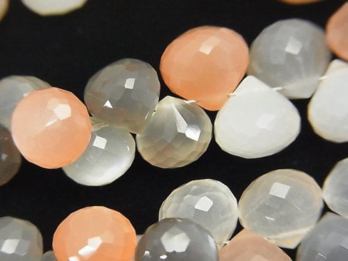 Faceted Briolette, Moonstone, Onion shape Gemstone Beads