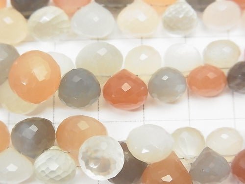 [Video] High Quality Multicolor Moonstone AAA Onion Faceted Briolette half or 1strand beads (aprx.7inch / 18 cm)