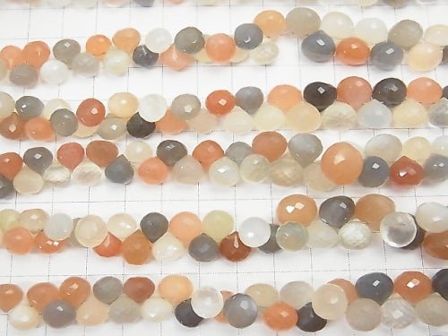 [Video] High Quality Multicolor Moonstone AAA Onion Faceted Briolette half or 1strand beads (aprx.7inch / 18 cm)